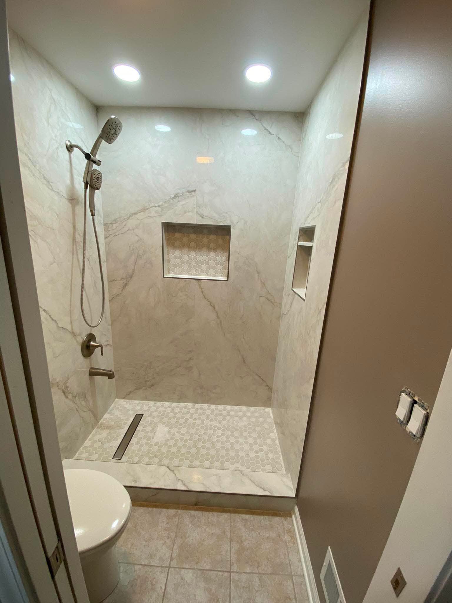 Beige Shower Tiling